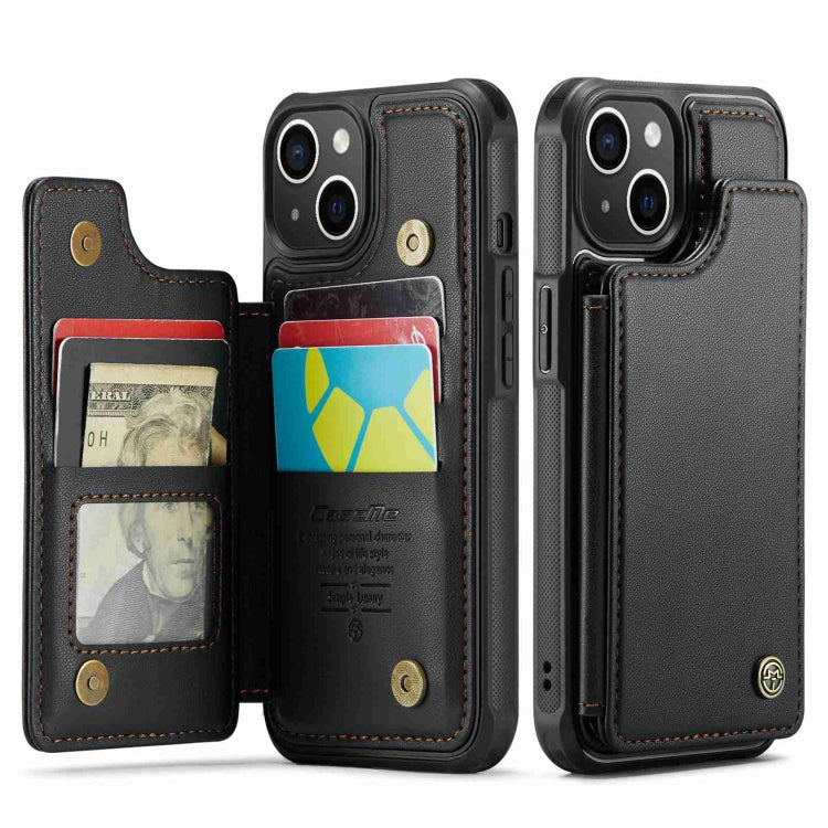 For iPhone 14 Plus CaseMe C22 Card Slots Holder RFID Anti-theft Phone Case(Black) - free shipping - PMC Jewellery - Order now!