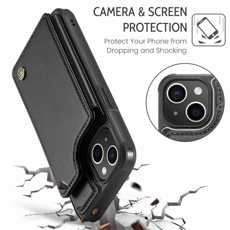 For iPhone 14 Plus CaseMe C22 Card Slots Holder RFID Anti-theft Phone Case(Black) - free shipping - PMC Jewellery - Order now!