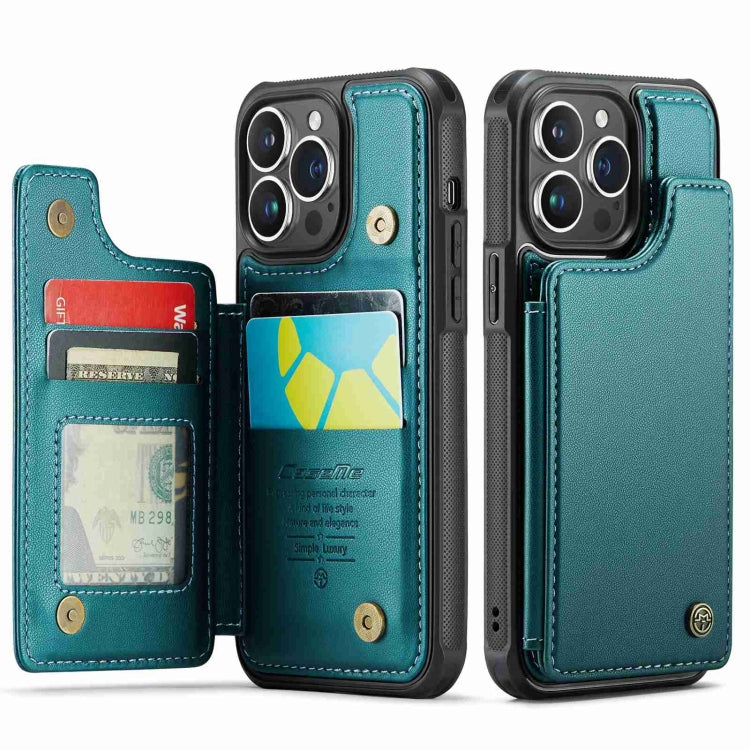For iPhone 14 Pro CaseMe C22 Card Slots Holder RFID Anti-theft Phone Case(Blue Green) - iPhone 14 Pro Cases by CaseMe | Online Shopping South Africa | PMC Jewellery | Buy Now Pay Later Mobicred