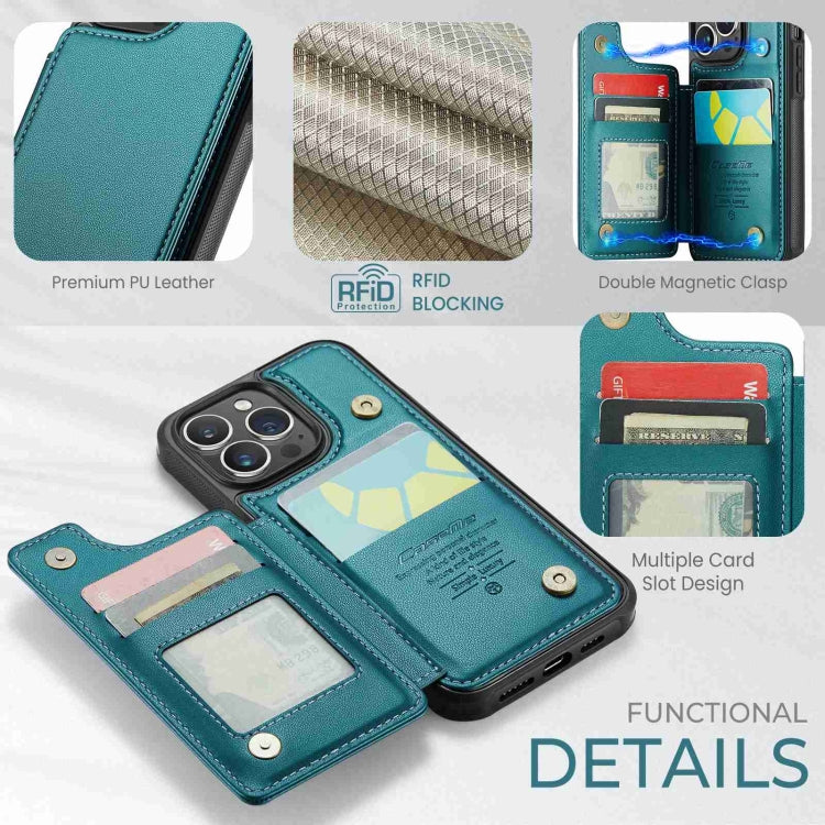 For iPhone 14 Pro CaseMe C22 Card Slots Holder RFID Anti-theft Phone Case(Blue Green) - iPhone 14 Pro Cases by CaseMe | Online Shopping South Africa | PMC Jewellery | Buy Now Pay Later Mobicred