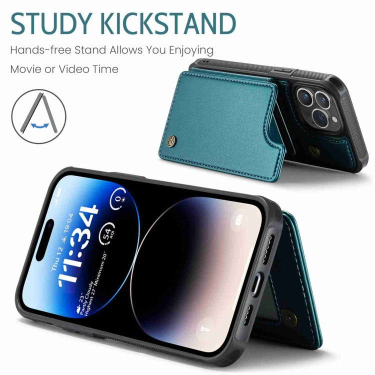 For iPhone 14 Pro CaseMe C22 Card Slots Holder RFID Anti-theft Phone Case(Blue Green) - iPhone 14 Pro Cases by CaseMe | Online Shopping South Africa | PMC Jewellery | Buy Now Pay Later Mobicred