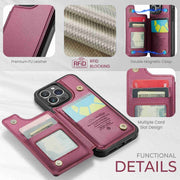 For iPhone 14 Pro CaseMe C22 Card Slots Holder RFID Anti-theft Phone Case(Wine Red)