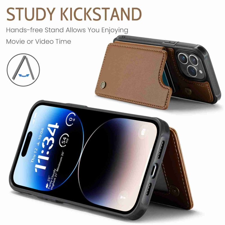 For iPhone 14 Pro CaseMe C22 Card Slots Holder RFID Anti-theft Phone Case(Brown) - iPhone 14 Pro Cases by CaseMe | Online Shopping South Africa | PMC Jewellery | Buy Now Pay Later Mobicred