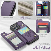 For iPhone 14 Pro CaseMe C22 Card Slots Holder RFID Anti-theft Phone Case(Purple)