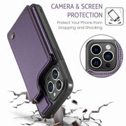 For iPhone 14 Pro CaseMe C22 Card Slots Holder RFID Anti-theft Phone Case(Purple)