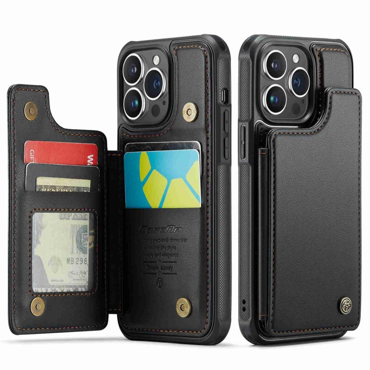 For iPhone 14 Pro CaseMe C22 Card Slots Holder RFID Anti-theft Phone Case(Black) - free shipping - PMC Jewellery - Order now!