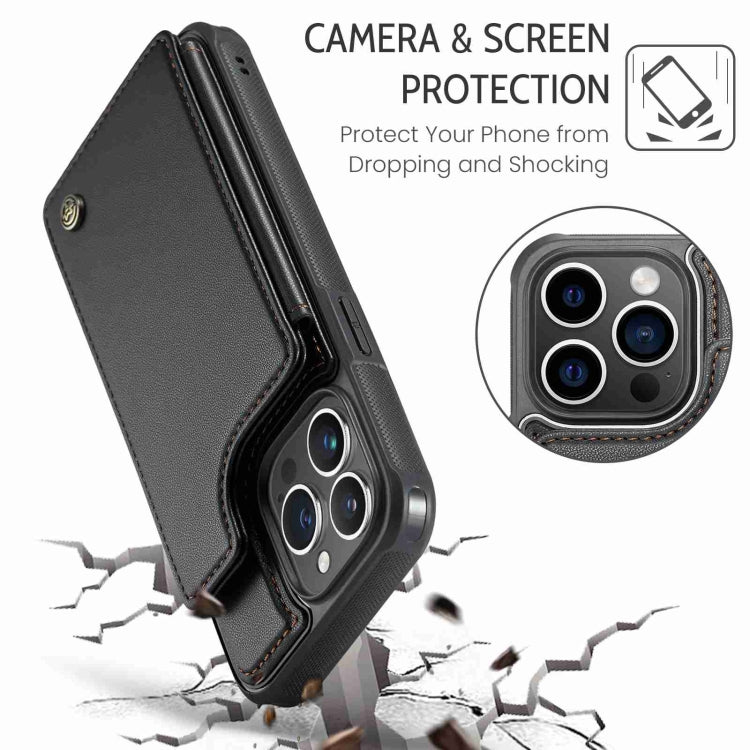 For iPhone 14 Pro CaseMe C22 Card Slots Holder RFID Anti-theft Phone Case(Black) - free shipping - PMC Jewellery - Order now!