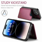 For iPhone 14 Pro Max CaseMe C22 Card Slots Holder RFID Anti-theft Phone Case(Wine Red)