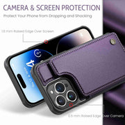 For iPhone 14 Pro Max CaseMe C22 Card Slots Holder RFID Anti-theft Phone Case(Purple)