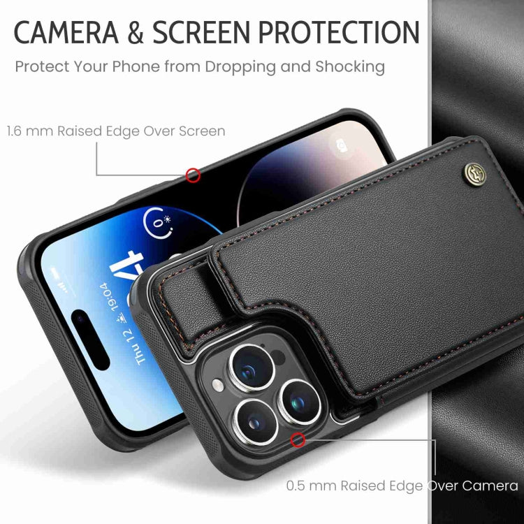 For iPhone 14 Pro Max CaseMe C22 Card Slots Holder RFID Anti-theft Phone Case(Black) - iPhone 14 Pro Max Cases by CaseMe | Online Shopping South Africa | PMC Jewellery | Buy Now Pay Later Mobicred