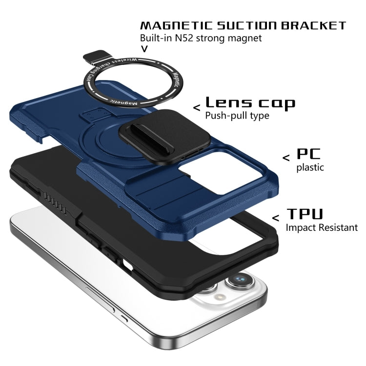 For iPhone 15 Pro Max Sliding Camshield Magsafe Holder TPU Hybrid PC Phone Case(Royal Blue) - iPhone 15 Pro Max Cases by PMC TechLife | Online Shopping South Africa | PMC TechLife