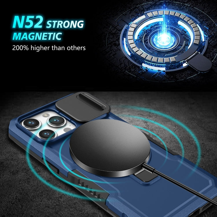 For iPhone 15 Pro Max Sliding Camshield Magsafe Holder TPU Hybrid PC Phone Case(Royal Blue) - iPhone 15 Pro Max Cases by PMC TechLife | Online Shopping South Africa | PMC TechLife