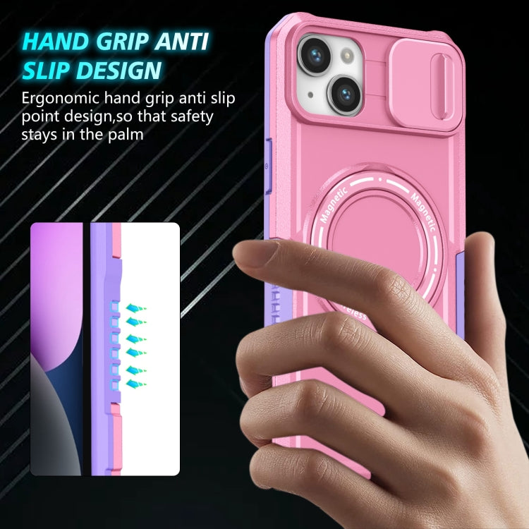 For iPhone 15 Plus Sliding Camshield Magsafe Holder TPU Hybrid PC Phone Case(Purple Pink) - iPhone 15 Plus Cases by PMC TechLife | Online Shopping South Africa | PMC TechLife