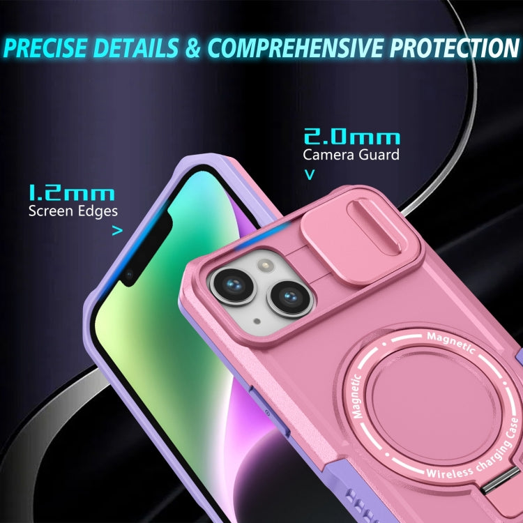 For iPhone 15 Plus Sliding Camshield Magsafe Holder TPU Hybrid PC Phone Case(Purple Pink) - iPhone 15 Plus Cases by PMC TechLife | Online Shopping South Africa | PMC TechLife