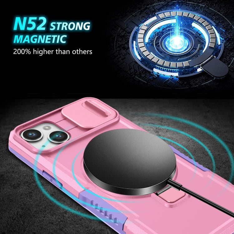 For iPhone 15 Plus Sliding Camshield Magsafe Holder TPU Hybrid PC Phone Case(Purple Pink) - iPhone 15 Plus Cases by PMC TechLife | Online Shopping South Africa | PMC TechLife