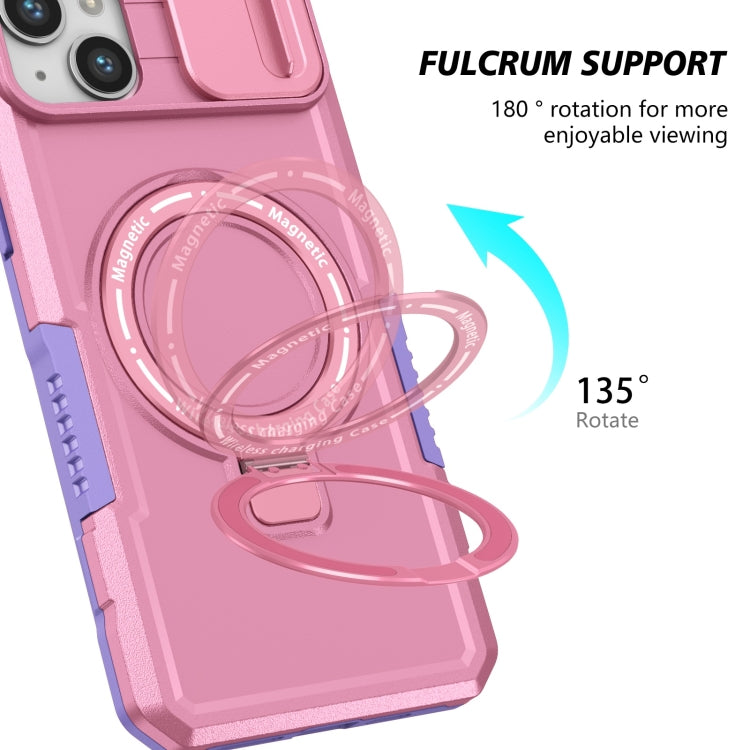 For iPhone 15 Plus Sliding Camshield Magsafe Holder TPU Hybrid PC Phone Case(Purple Pink) - iPhone 15 Plus Cases by PMC TechLife | Online Shopping South Africa | PMC TechLife