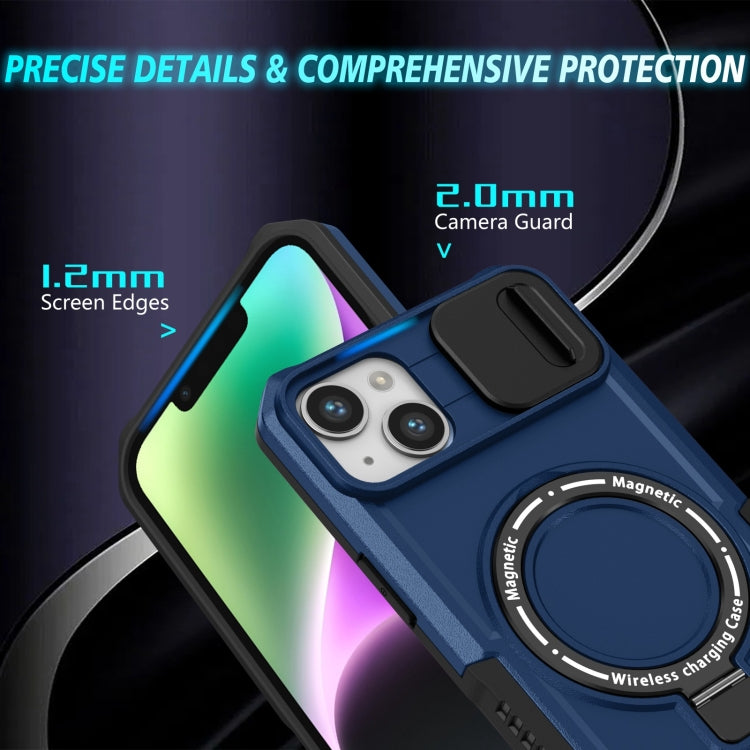 For iPhone 15 Sliding Camshield Magsafe Holder TPU Hybrid PC Phone Case(Royal Blue) - iPhone 15 Cases by PMC TechLife | Online Shopping South Africa | PMC TechLife