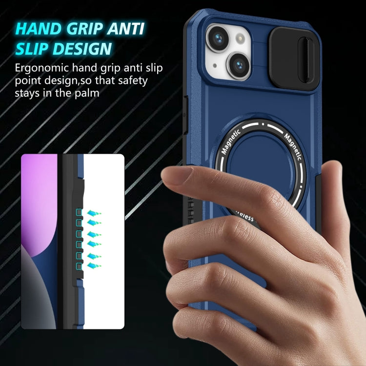 For iPhone 14 Plus Sliding Camshield Magsafe Holder TPU Hybrid PC Phone Case(Royal Blue) - iPhone 14 Plus Cases by PMC TechLife | Online Shopping South Africa | PMC TechLife