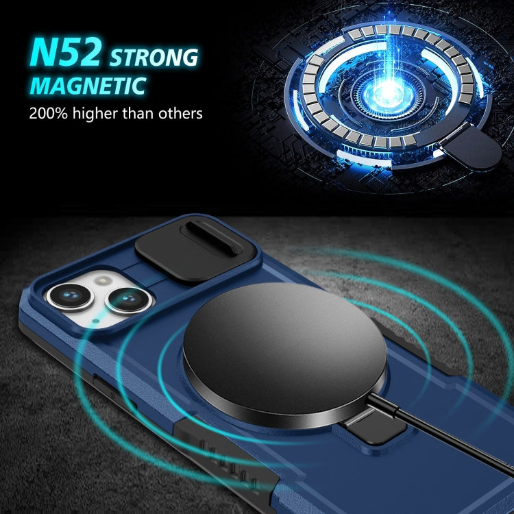 For iPhone 14 Plus Sliding Camshield Magsafe Holder TPU Hybrid PC Phone Case(Royal Blue) - iPhone 14 Plus Cases by PMC TechLife | Online Shopping South Africa | PMC TechLife