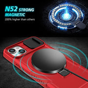 For iPhone 14 Sliding Camshield Magsafe Holder TPU Hybrid PC Phone Case(Red)