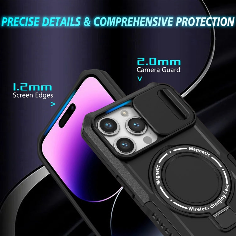 For iPhone 14 Pro Sliding Camshield Magsafe Holder TPU Hybrid PC Phone Case(Black) - iPhone 14 Pro Cases by PMC TechLife | Online Shopping South Africa | PMC TechLife