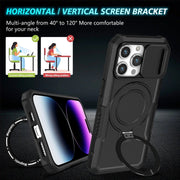 For iPhone 14 Pro Max Sliding Camshield Magsafe Holder TPU Hybrid PC Phone Case(Black)