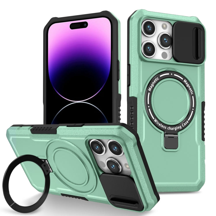 For iPhone 14 Pro Max Sliding Camshield MagSafe Holder TPU Hybrid PC Phone Case(Light Blue) - free shipping - PMC TechLife - Order now!