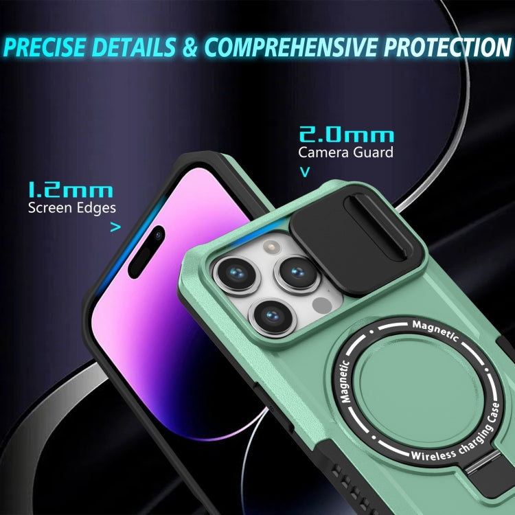 For iPhone 14 Pro Max Sliding Camshield MagSafe Holder TPU Hybrid PC Phone Case(Light Blue) - free shipping - PMC TechLife - Order now!