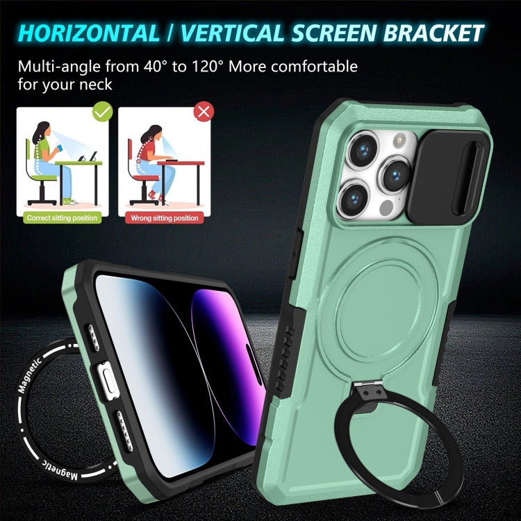 For iPhone 14 Pro Max Sliding Camshield MagSafe Holder TPU Hybrid PC Phone Case(Light Blue) - free shipping - PMC TechLife - Order now!
