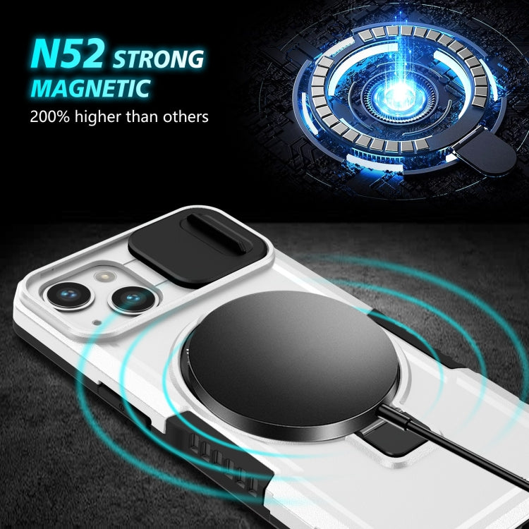 For iPhone 13 Sliding Camshield Magsafe Holder TPU Hybrid PC Phone Case(Black White) - iPhone 13 Cases by PMC TechLife | Online Shopping South Africa | PMC TechLife