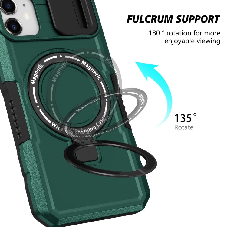 For iPhone 12 Sliding Camshield Magsafe Holder TPU Hybrid PC Phone Case(Deep Green) - iPhone 12 / 12 Pro Cases by PMC TechLife | Online Shopping South Africa | PMC TechLife