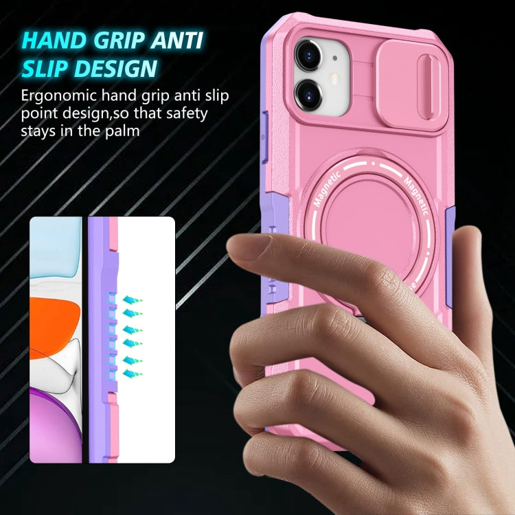For iPhone 11 Sliding Camshield Magsafe Holder TPU Hybrid PC Phone Case(Purple Pink) - iPhone 11 Cases by PMC TechLife | Online Shopping South Africa | PMC TechLife