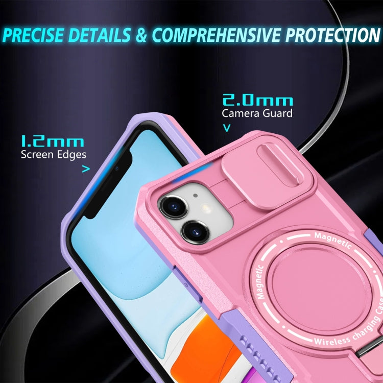 For iPhone 11 Sliding Camshield Magsafe Holder TPU Hybrid PC Phone Case(Purple Pink) - iPhone 11 Cases by PMC TechLife | Online Shopping South Africa | PMC TechLife