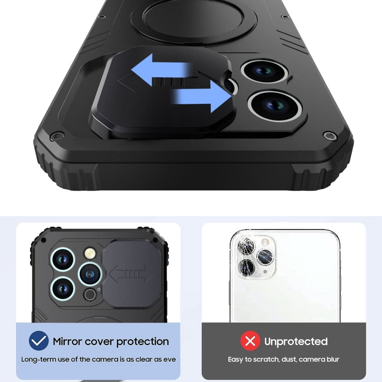For iPhone 15 Camera Shield MagSafe Holder Life Waterproof Phone Case(Black) - iPhone 15 Cases by PMC TechLife | Online Shopping South Africa | PMC TechLife
