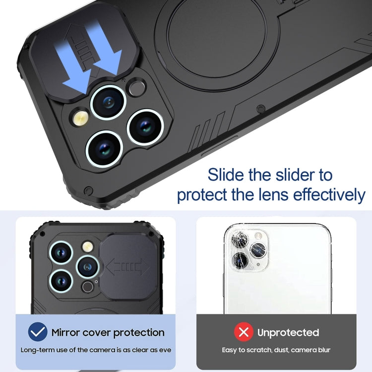 For iPhone 15 Camera Shield MagSafe Holder Life Waterproof Phone Case(Black) - iPhone 15 Cases by PMC TechLife | Online Shopping South Africa | PMC TechLife
