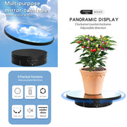 22cm Mirror Electric Rotating Display Stand Live Video Shooting Props Turntable With Remote Control(White)