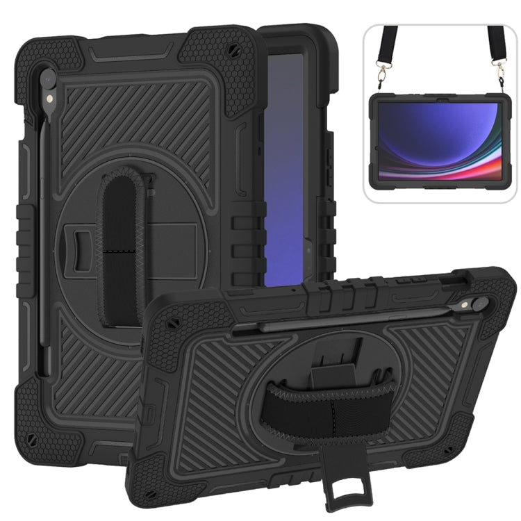 For Samsung Galaxy Tab S9 360 Degree Rotation PC Contrast Silicone Tablet Case(Black) - free shipping - PMC Jewellery - Order now!