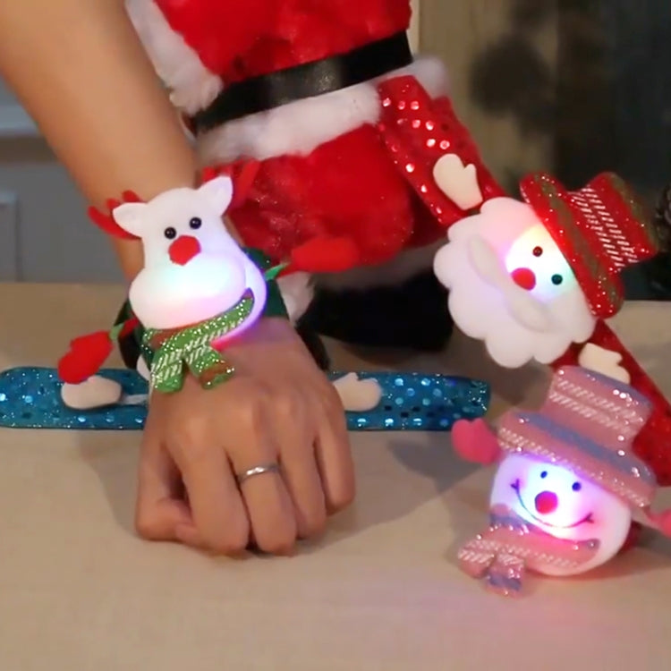 Santa Style Flash Light Merry Christmas Slap Pat Circle Wristband(Sequins Light Santa Claus)