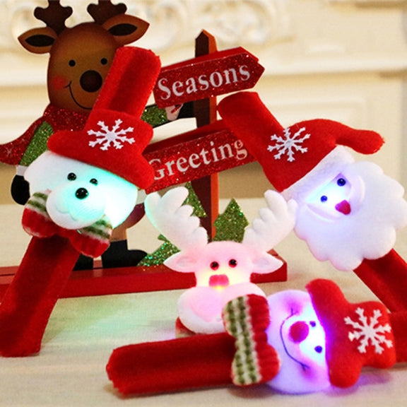Santa Style Flash Light Merry Christmas Slap Pat Circle Wristband(Sequins Light Snowman)