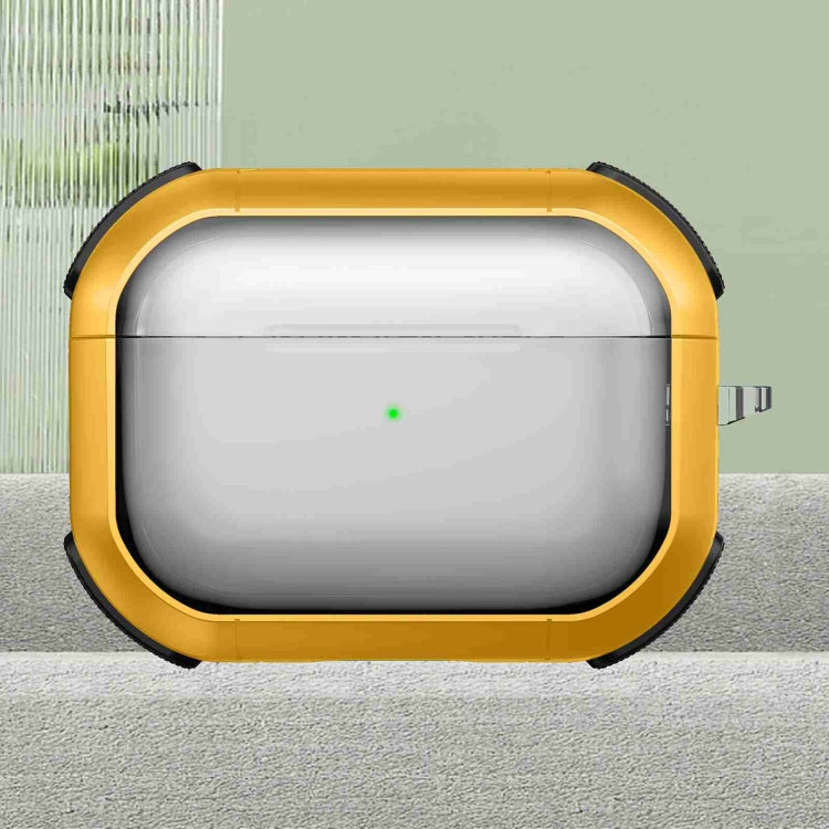 For AirPods Pro 2 Thunder Transparent Armor Wireless Earphones Protective Case(Yellow) - For AirPods Pro 2 by PMC Jewellery | Online Shopping South Africa | PMC Jewellery | Buy Now Pay Later Mobicred