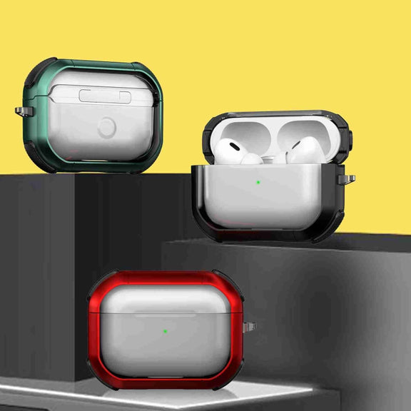For AirPods Pro Thunder Transparent Armor Wireless Earphones Protective Case(Pink)