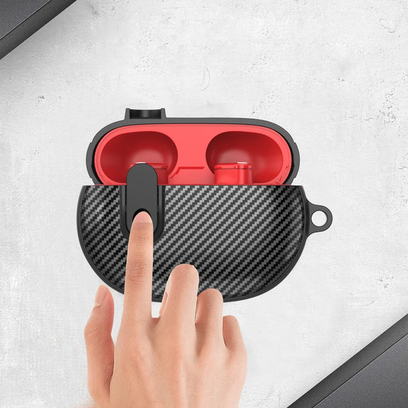 For Beats Studio Buds Switch Carbon Fiber Wireless Earphones Protective Case(Black White)
