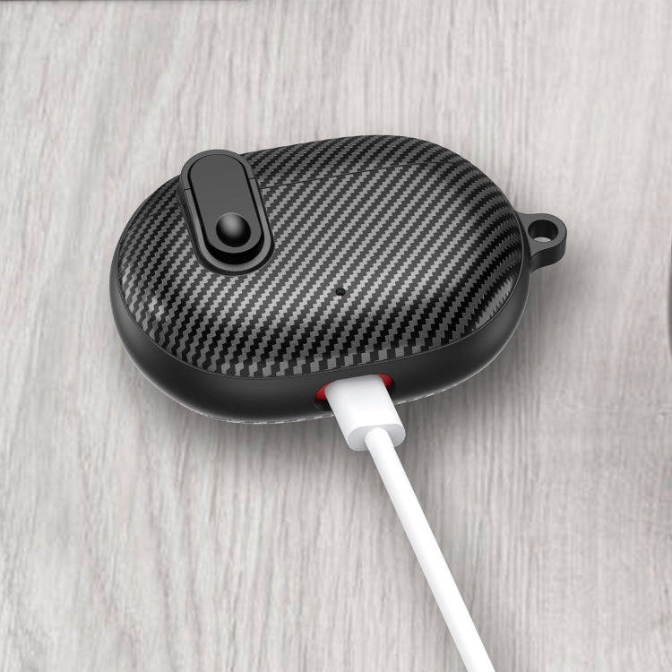 For Beats Studio Buds Switch Carbon Fiber Wireless Earphones Protective Case(Black Green)