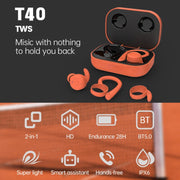 T&G T40 TWS IPX6 Water-resistant Hanging Ear Wireless Bluetooth Earphones with Charging Box(White)