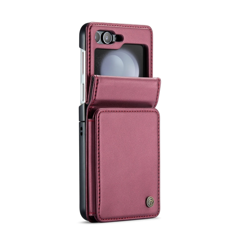 For Samsung Galaxy Z Flip5 CaseMe C22 PC+TPU Business Style RFID Anti-theft Leather Phone Case(Wine Red) - free shipping - PMC Jewellery - Order now!