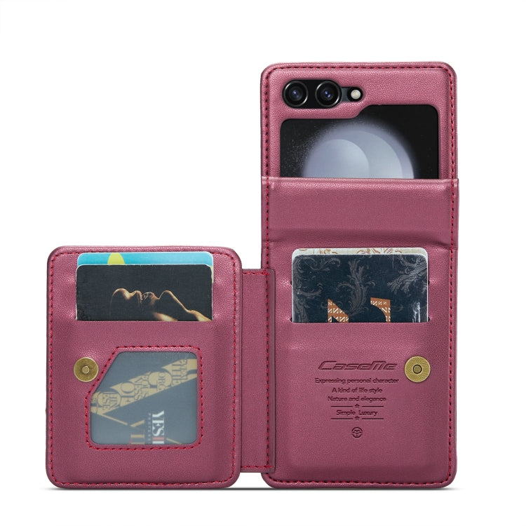 For Samsung Galaxy Z Flip5 CaseMe C22 PC+TPU Business Style RFID Anti-theft Leather Phone Case(Wine Red) - free shipping - PMC Jewellery - Order now!
