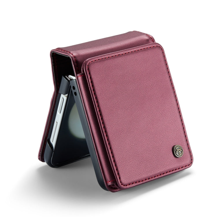 For Samsung Galaxy Z Flip5 CaseMe C22 PC+TPU Business Style RFID Anti-theft Leather Phone Case(Wine Red) - free shipping - PMC Jewellery - Order now!