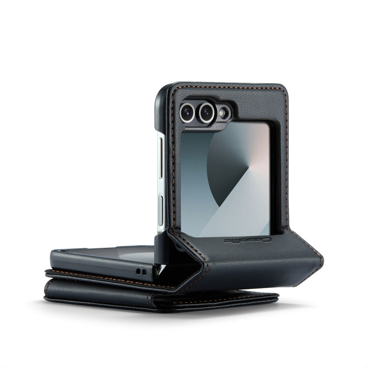 For Samsung Galaxy Z Flip6 5G CaseMe C22 PC+TPU Business Style RFID Anti-theft Leather Phone Case(Black)