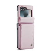 For Samsung Galaxy Z Flip6 5G CaseMe C22 PC+TPU Business Style RFID Anti-theft Leather Phone Case(Pink)