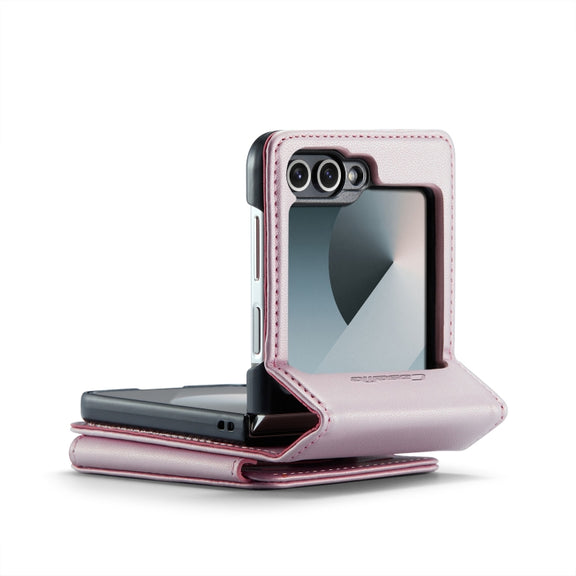 For Samsung Galaxy Z Flip6 5G CaseMe C22 PC+TPU Business Style RFID Anti-theft Leather Phone Case(Pink)